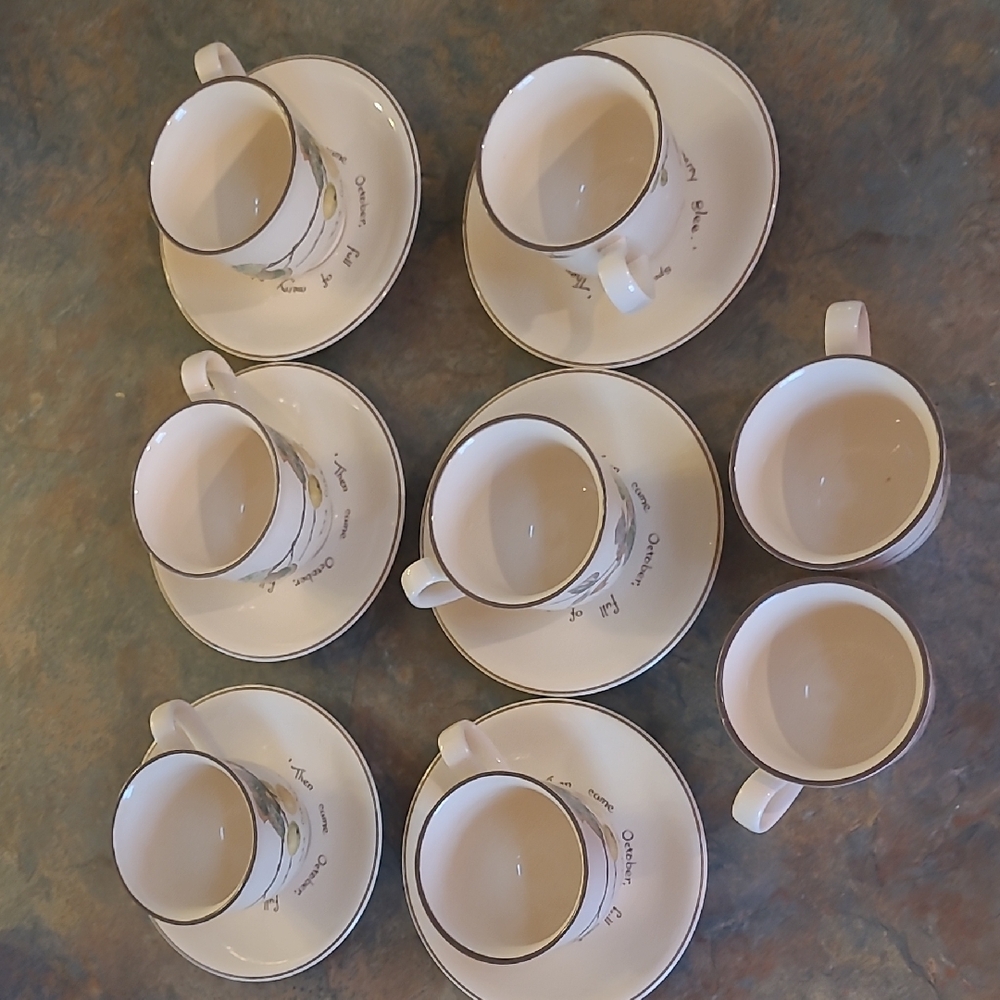 Noritake Ireland, Country Diary Of An Edwardian Lady. Full Set Of 6, Plus 2 Cups